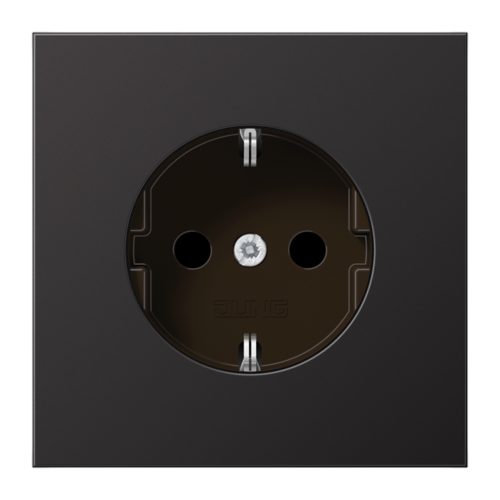 Розетка JUNG LS METAL, скрытый монтаж, с заземлением, со шторками, антрацит