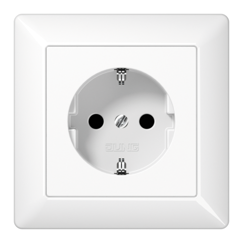 Розетка JUNG AS 500, скрытый монтаж, с заземлением, белый