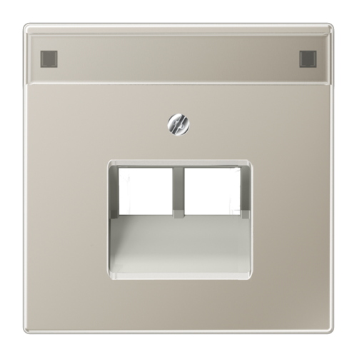 JUNG LS 990 Edelstahl Накладка 2-ой наклонной ТЛФ/комп розетки с полем для надписи